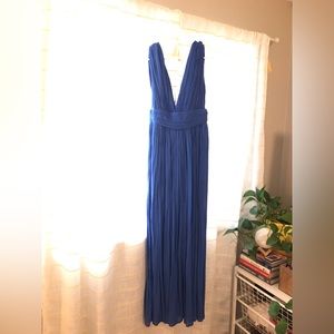 Royal blue deep V maxi dress